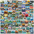 100PCS Cartoon World Landmark & National Park Graffiti Waterproof Stickers DIYFor Decorative Guitar Notebook Luggage Stationery