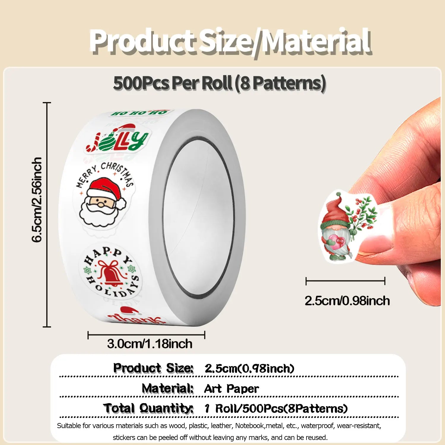 500Pcs Irregular Merry Christmas Gift Stickers 2.5cm/1'' DlY Craft Decoration Festival Scrapbooking Labels Gift Sealing