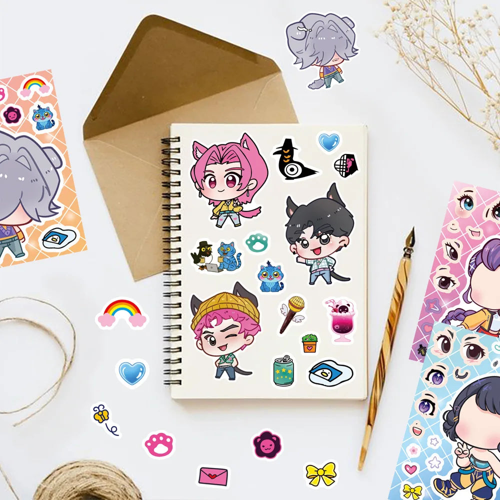 24PCS Cute Make a Face Stickers DIY Handicrafts Waterproof Puzzle Reward Stationery Stickers-K-pop