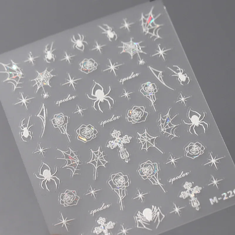 Jelly Halloween Skeleton Stickers Nail Art Cool Evil dark style decorative Nails Sticker DIY Trendy Manicure Ornaments Supplier