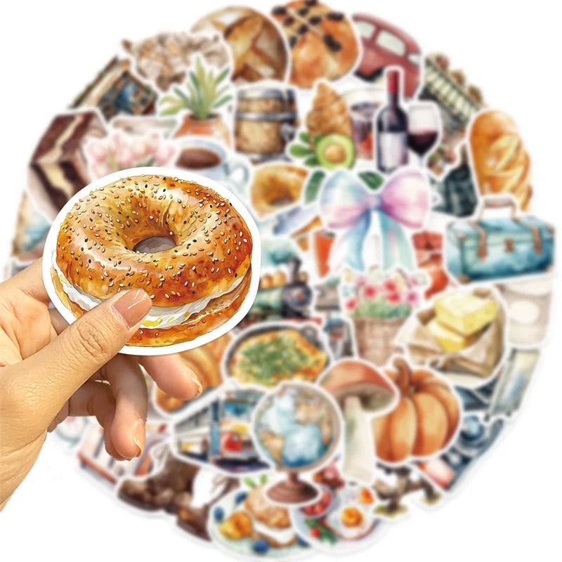 10/30/50PCS Cute Bread Life PVC Sticker Aesthetic Children's Decoration Scrapbooking Korean Stationery School Supplies for Kids