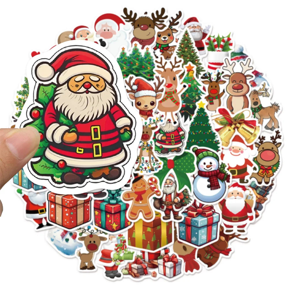 50/100PCS Kawaii Cartoon Santa Claus Aesthetic Stickers Toys Diary Laptop Scrapbook Decoration Graffiti Waterproof Stickers