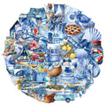 50PCS Summer Beach Blue Cartoon Decorative Stickers DIY Graffiti Skateboard Phone Case Tablet Decorative Toy Stickers
