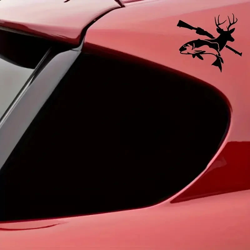 Sunset Graphics & Decals Fish Deer Gun Decal Vinyl Car Sticker Fishing Hunting For Cars Trucks Vans Walls Laptop