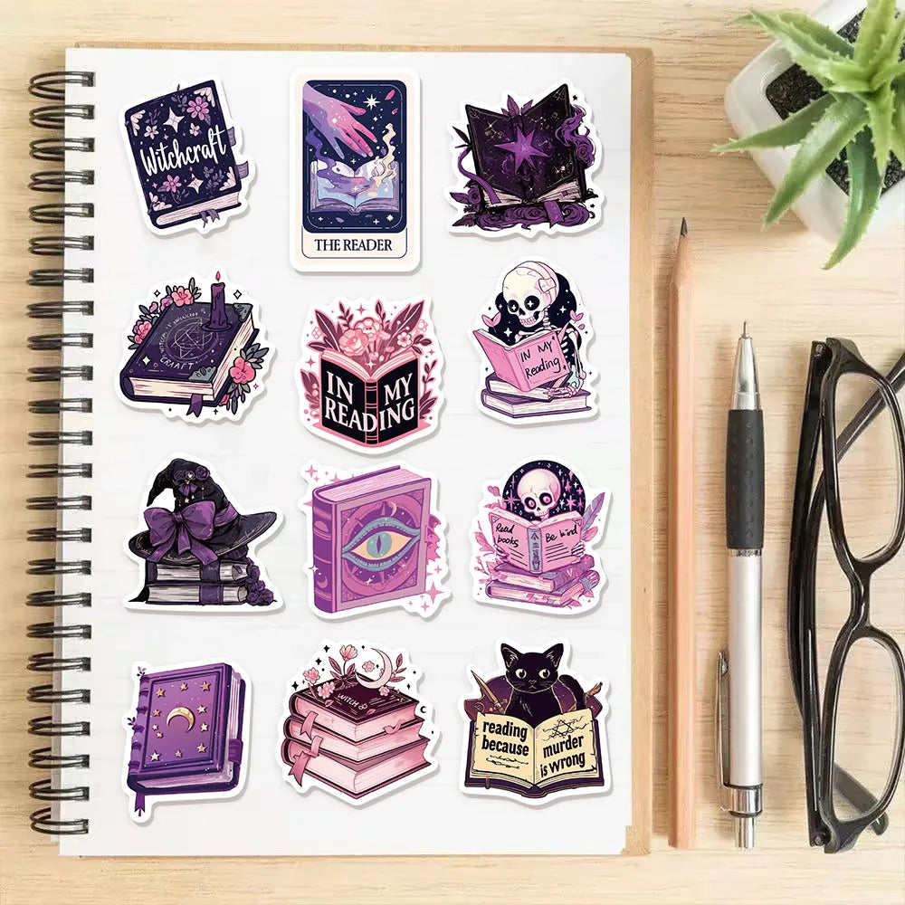 50/100PCS Witch Book Scroll Stickers Fun Graffiti DIY Manual This Label Decoration Phone Case Tablet Waterproof Stickers Toy