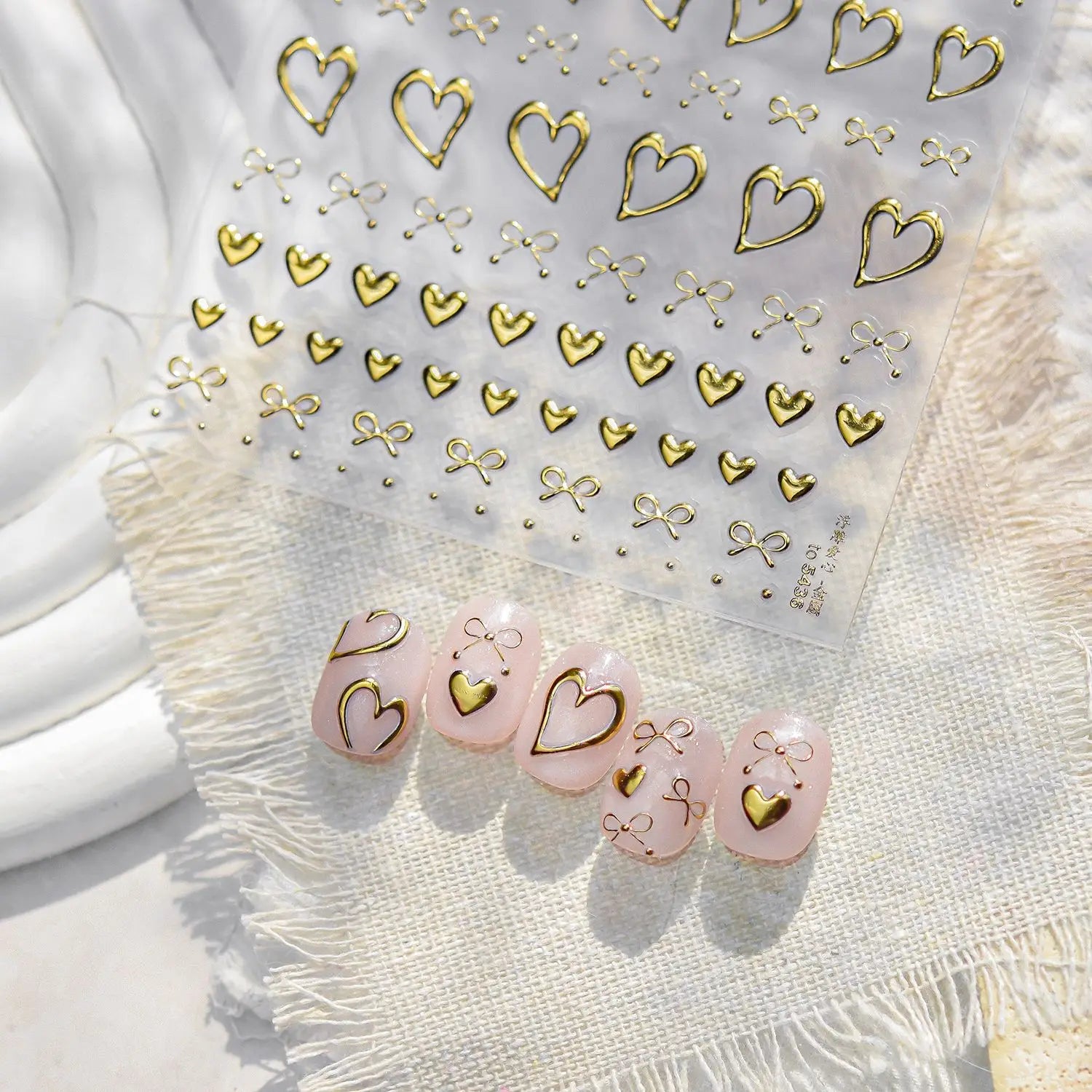 1pcs Gold Silver Metal Nail Stickers Irregular Bows Heart-shaped Back Glue Nails Accessories Stickers DIY Manicure Decorations