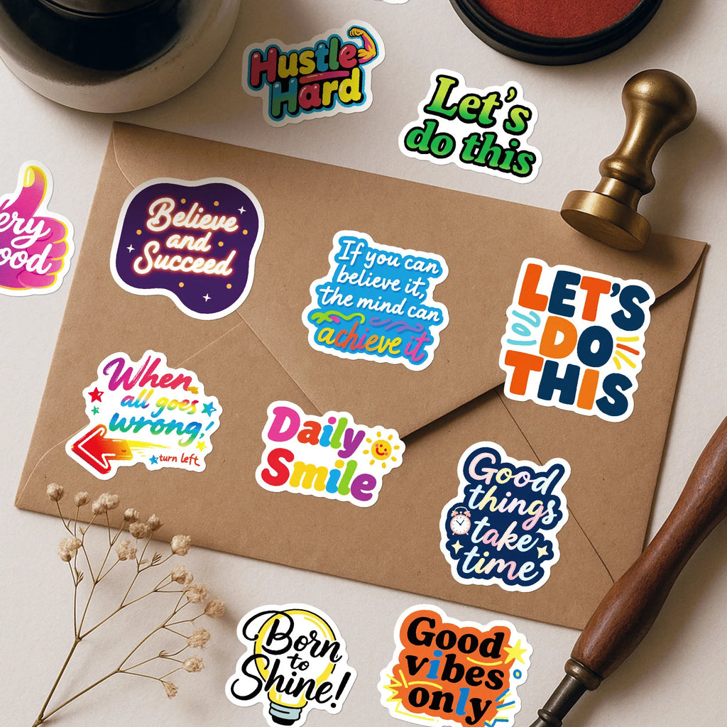 56-Piece Motivational Graffiti Sticker Set Student Stationery Notebook Phone Helmet Decor Waterproof Decals