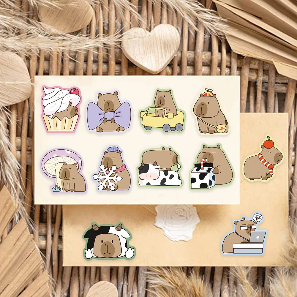 50PCS Fun Capibala Graffiti Stickers Cartoon Animal Graffiti DIY Manual Tags Bookrolls Laptop Tablet Stickers