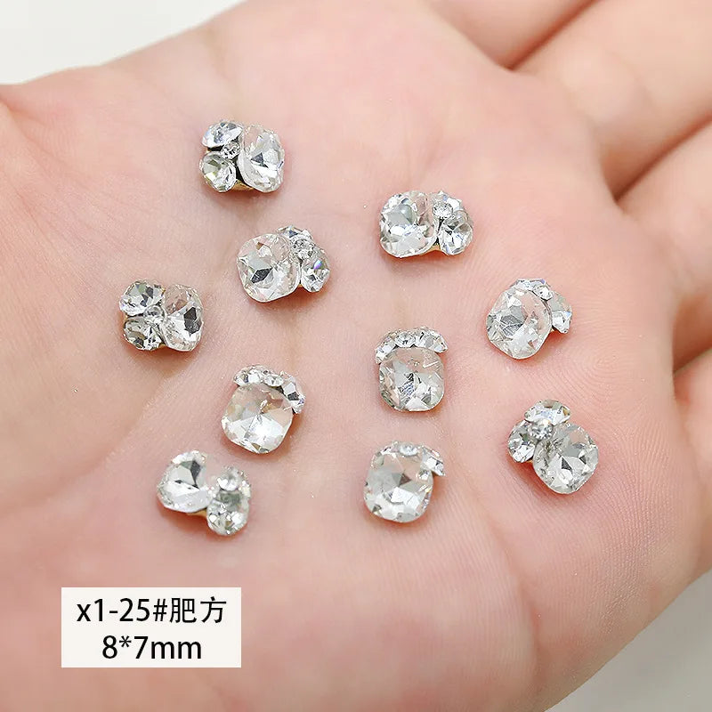Luxury Stacked Nail Arts Accessories Mini Heart-shaped Axe-shaped Designs Nail Charms Pearl Rhinestones For 3D Nails Decorations
