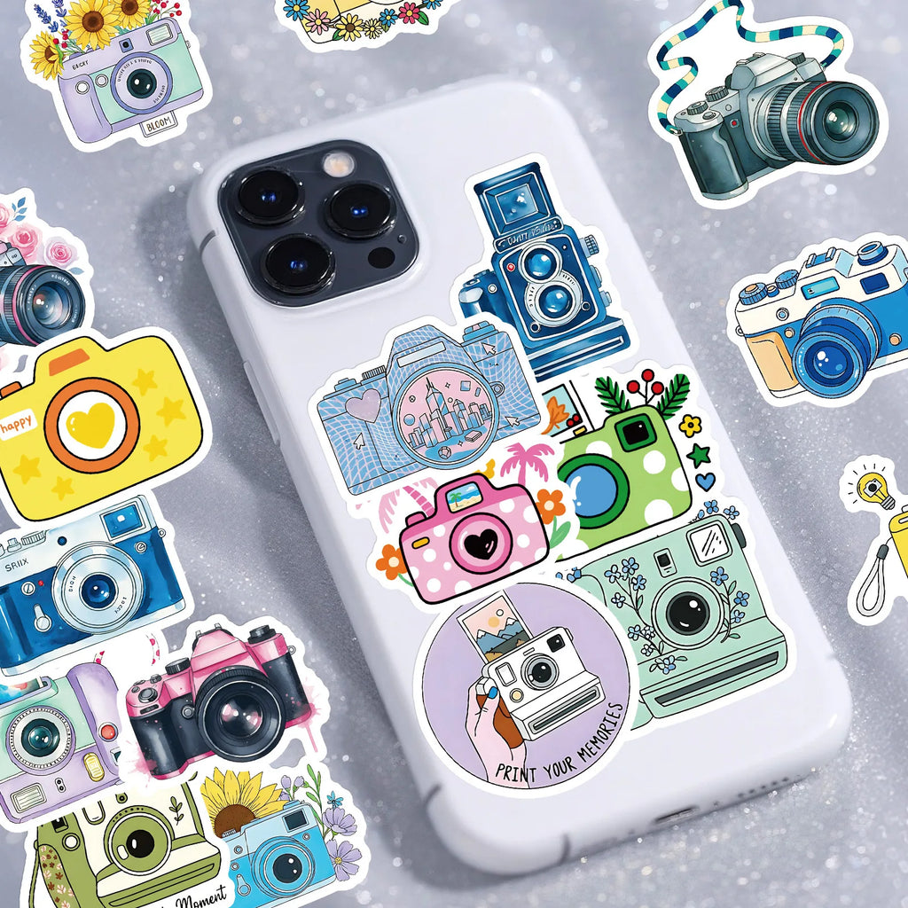 56/112 Pcs New Cartoon Camera Photography Doodle Stickers Creative Cute Handmade Decal Reward for Stationery Box Phone Fridge