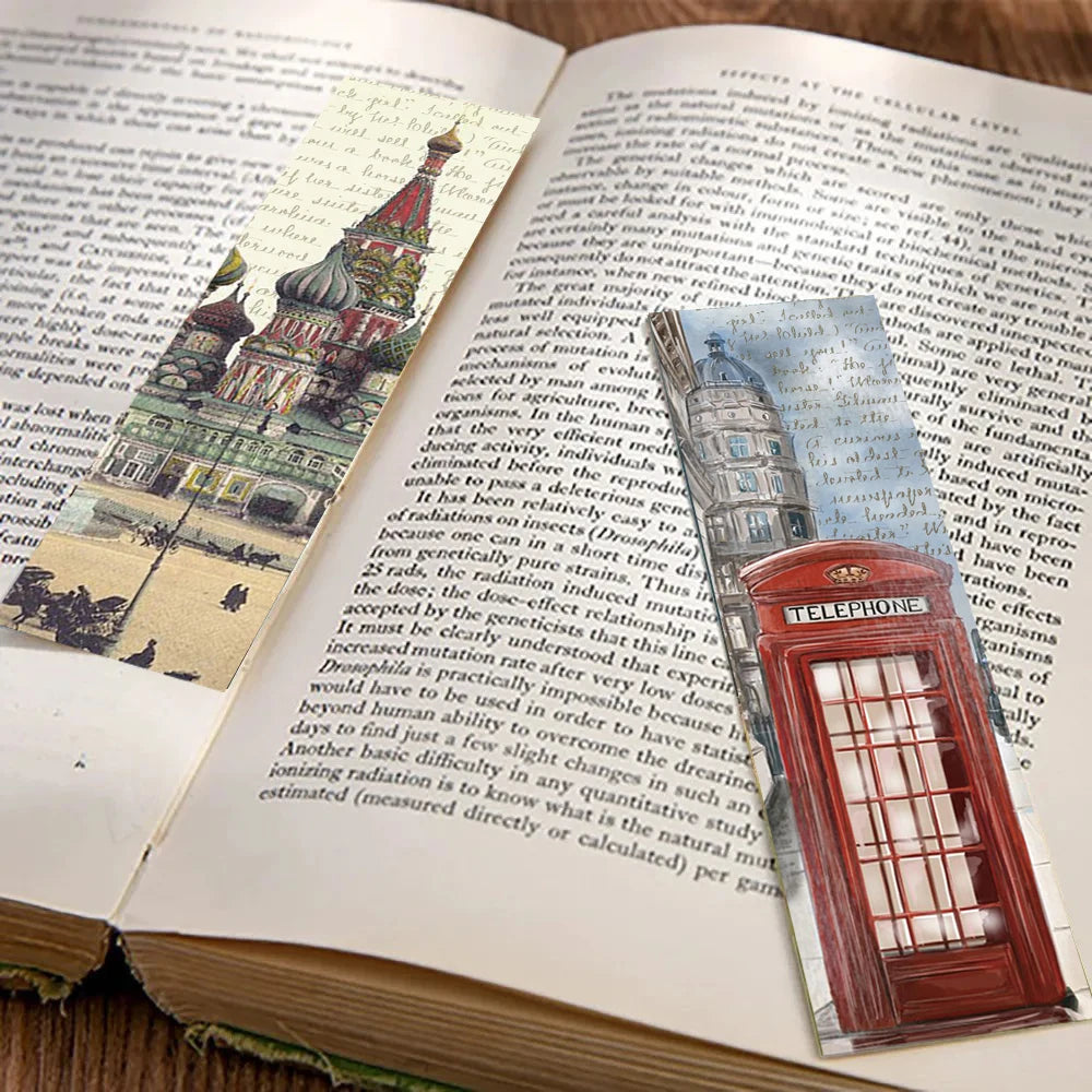 30PCS World Architecture Bookmarks Reading Living DIY Laptop Supplies Promotional Luggage Helmet Personalized Durable Bookmark