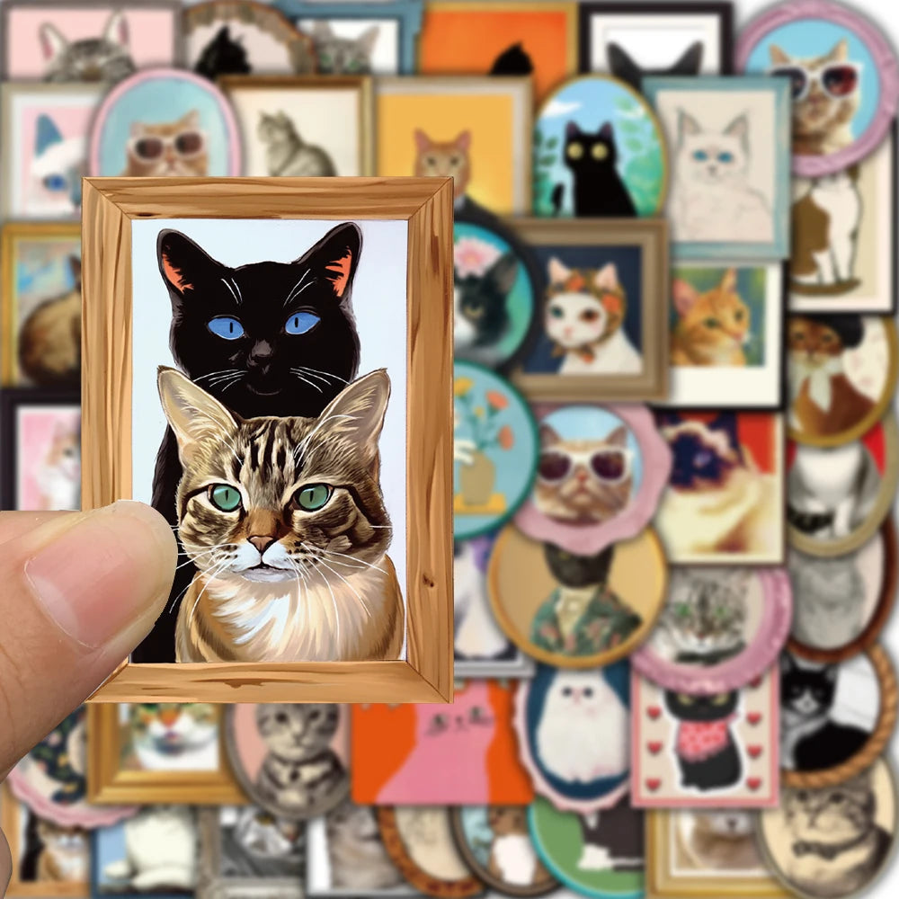 50PCS Cute Cat Sticker Notebook Gift Luggage Scrapbooking Stationery Waterproof Graffiti Coffee Phone Stationery Cartoon Sticker