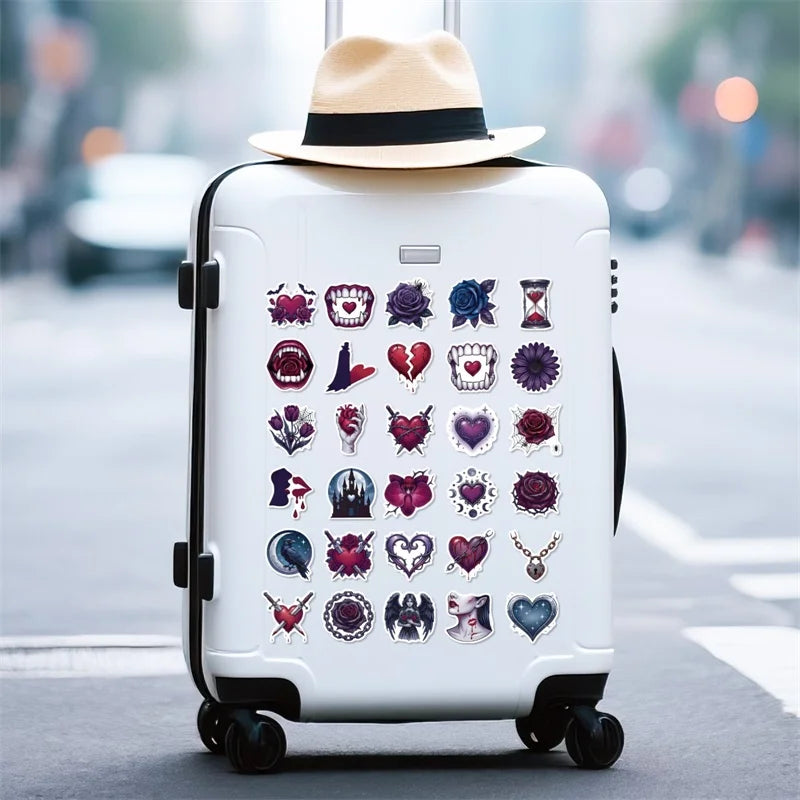 10/30/50PCS Gothic Valentine's Day Sticky PVC Sticker Stationery DIY Laptop Luggage Skateboard Decoration Scrapbooking