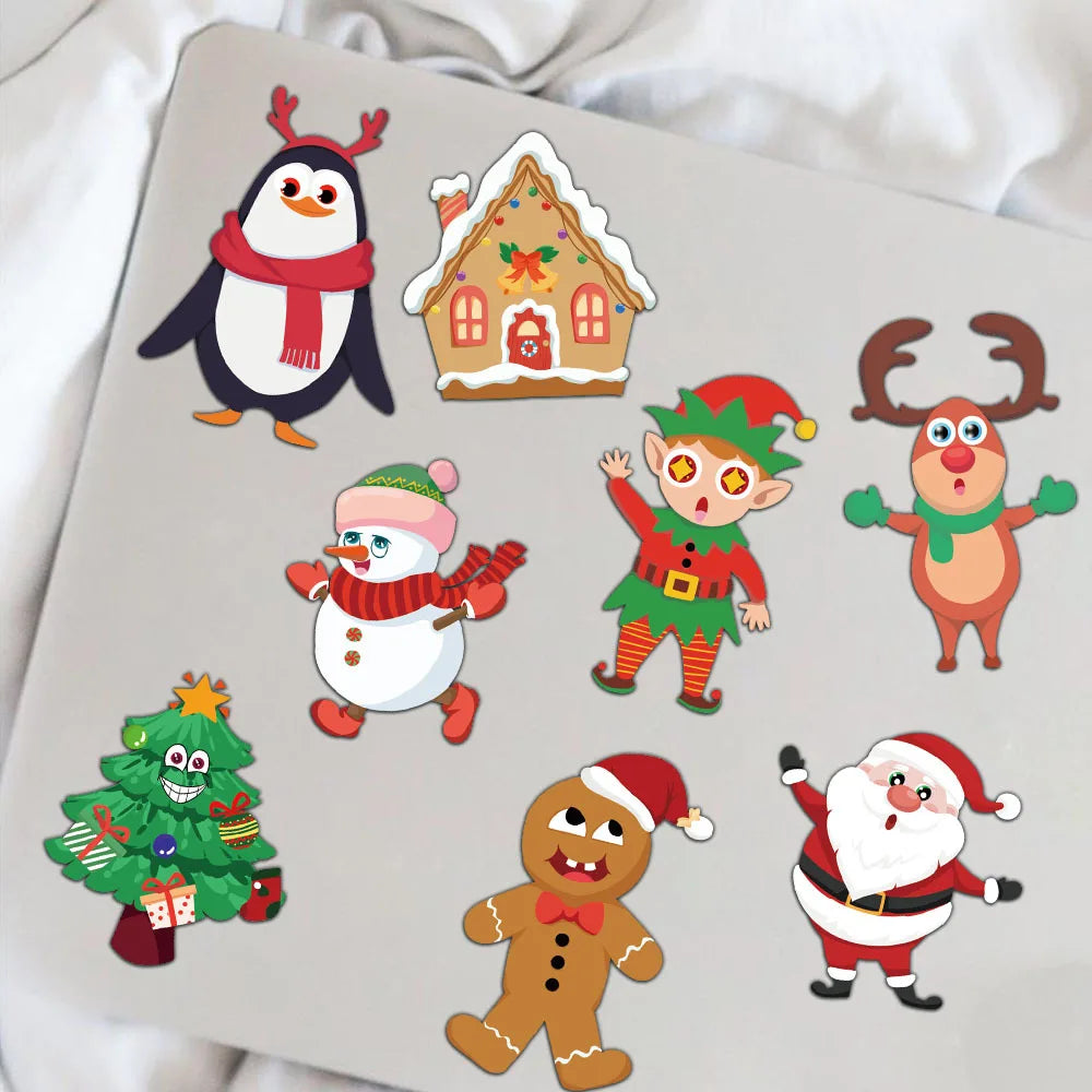 8PCS Creative Christmas Face Changing Series Collage Fun Stickers DIY Manual Luggage Skateboard Notebook Gooka Stickers