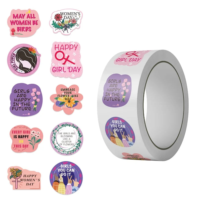 500PCS Kawaii Girl's Day Sticky Paper Sticker Labels Thank You Sticker Sealing DIY Decoration Scrapbooking Stationery Supplies