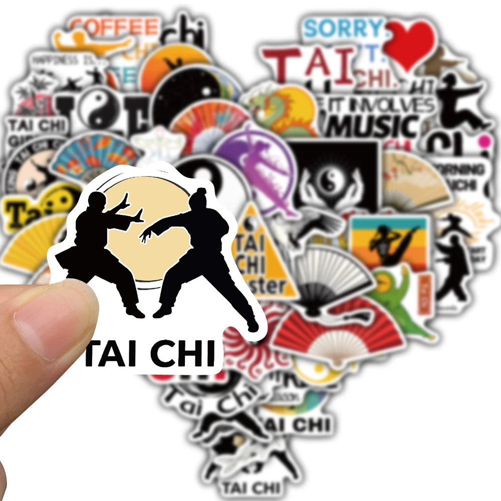 50PCS Tai Chi Culture Stickers Harajuku Waterproof Guitar Motorcycle Bicycle Car Cartoon Retro Decoration Guitar Gift Sticker