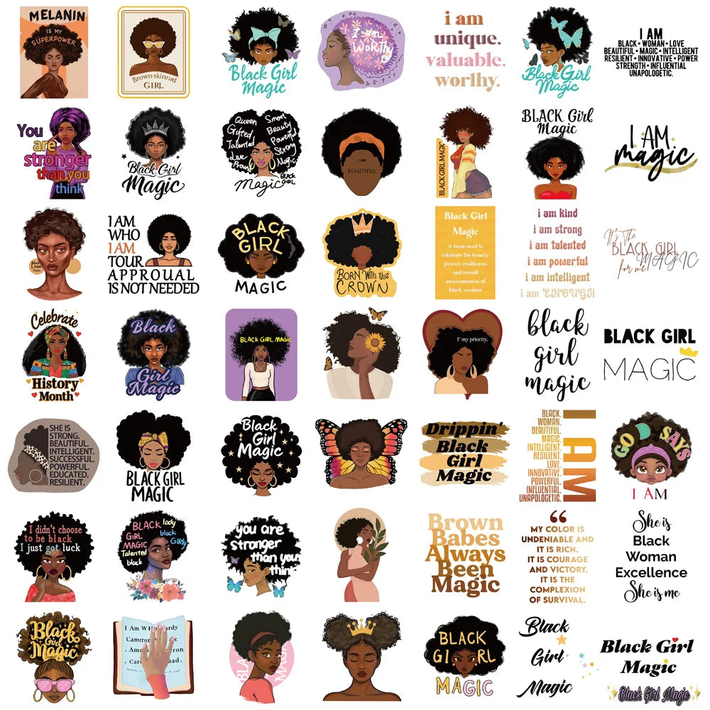 50PCS Black Magic Affirmation Sticker Modern Waterproof Classic DIY Scrapbook Coffee Luggage Skateboard Art Picture Sticker