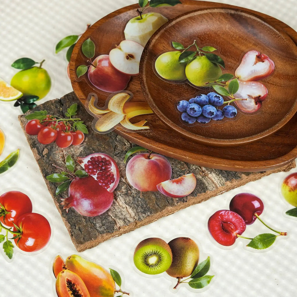 56/112PCS Various Realistic Fruit Transparent PET Stickers Stationery Decoration DIY Handmade Stationery Stickers