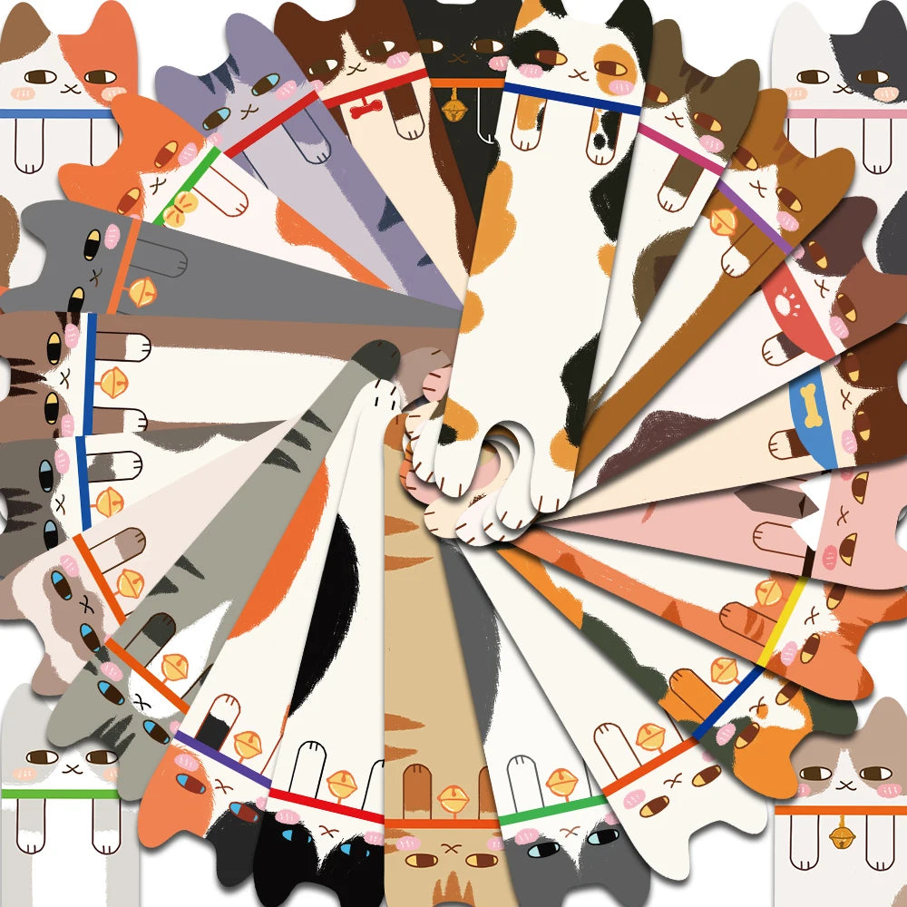 30PCS kawaii Cat Bookmarks Decorative Girls Graffiti Book Club Skateboard Art Picture Students irregular Book Students Bookmark