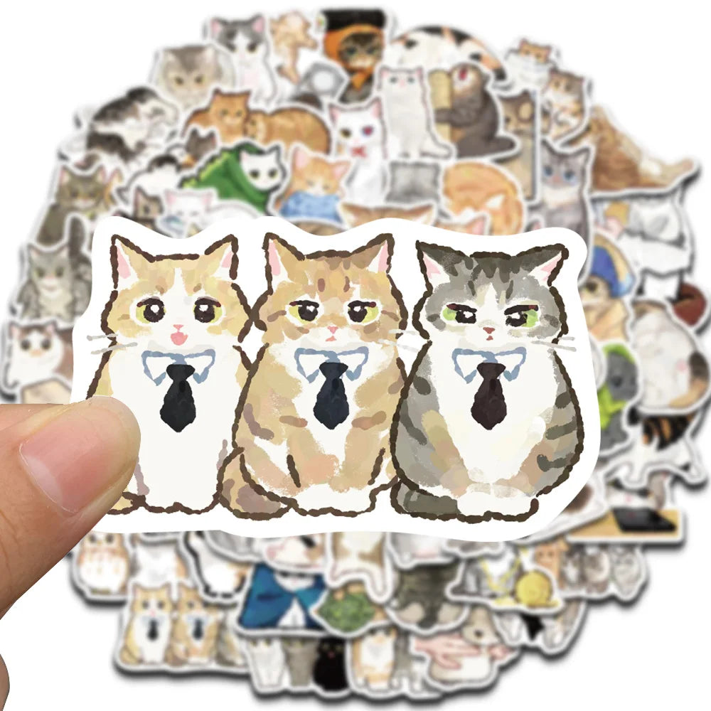 77/154 PCS Kawaii Cartoon Cat Graffiti Stickers Exquisite Animal Materials Case Laptop Luggage Coffee Luggage Waterproof Sticker
