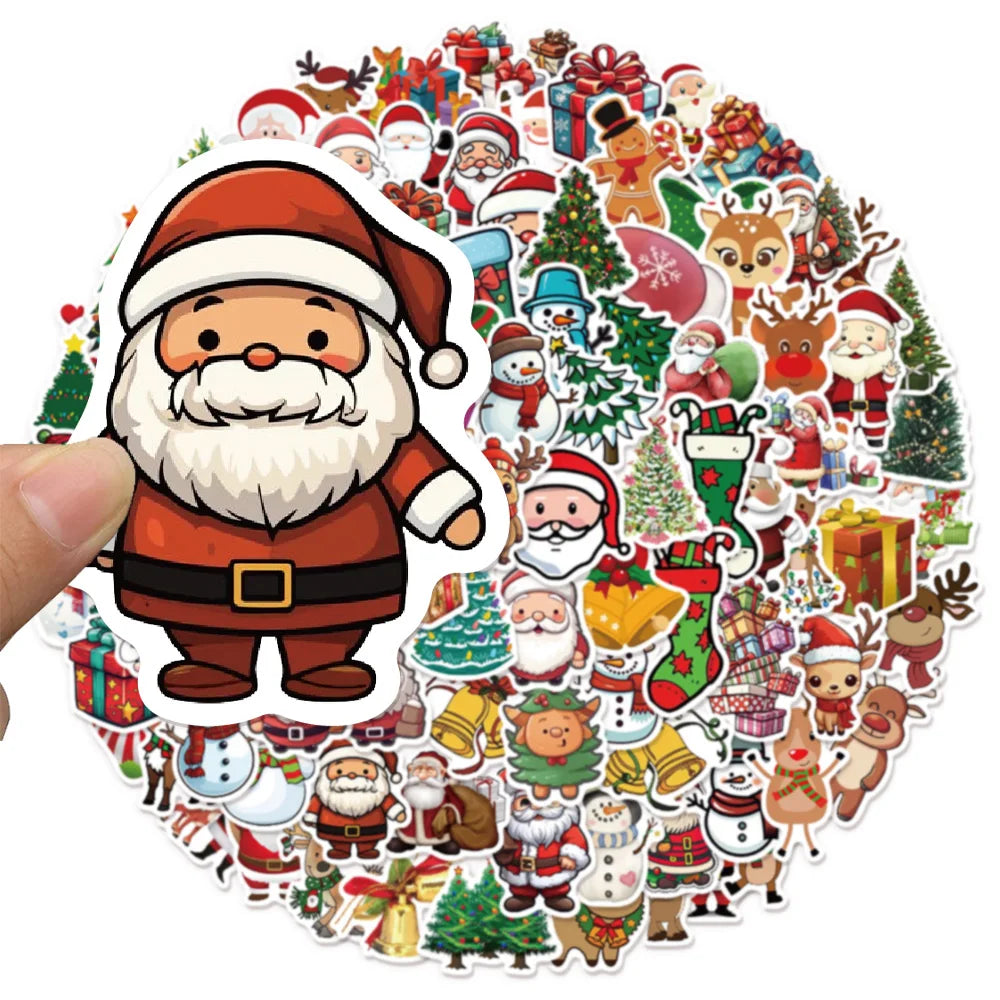 50/100PCS Kawaii Cartoon Santa Claus Aesthetic Stickers Toys Diary Laptop Scrapbook Decoration Graffiti Waterproof Stickers
