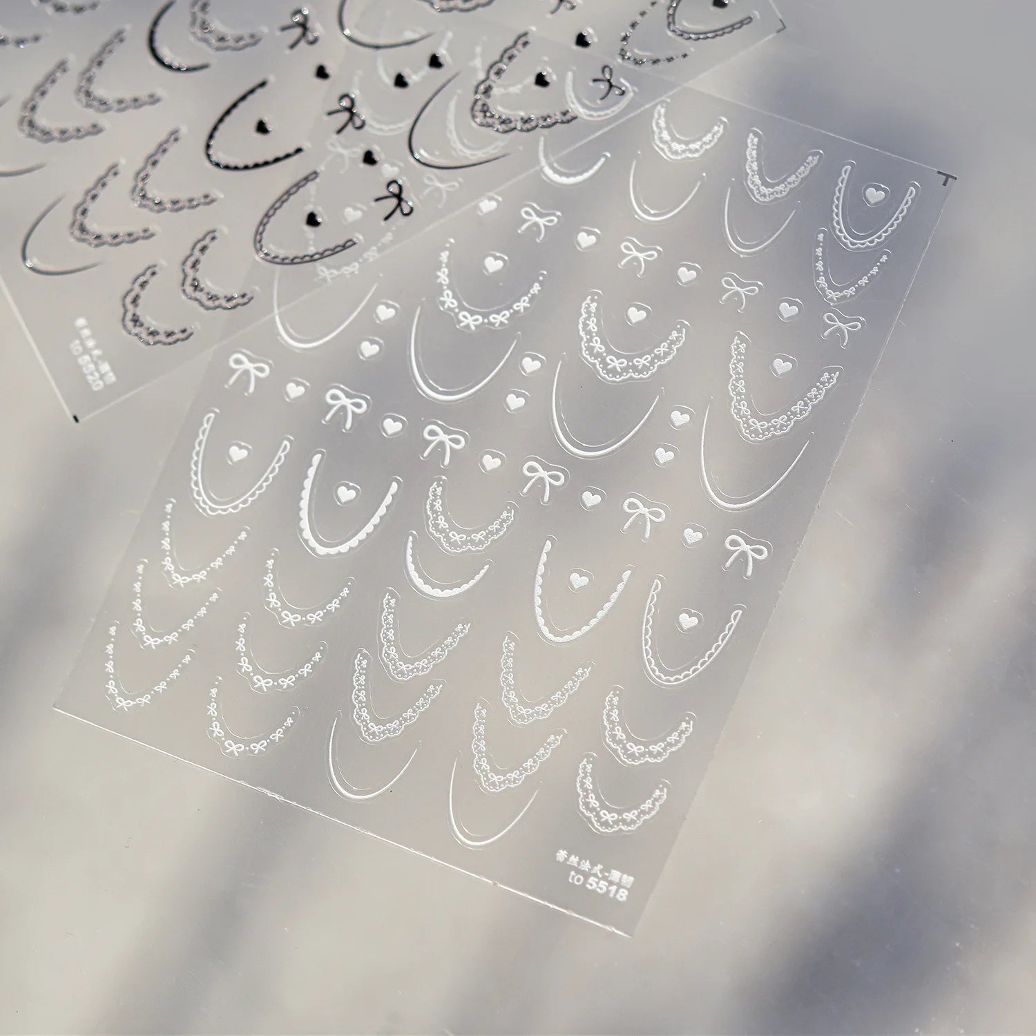 Lace French Nail Art Stickers 3D Thin and Tough Ballet-style Nail Decorations Stickers Colors French Bow Love Adhesive Decals