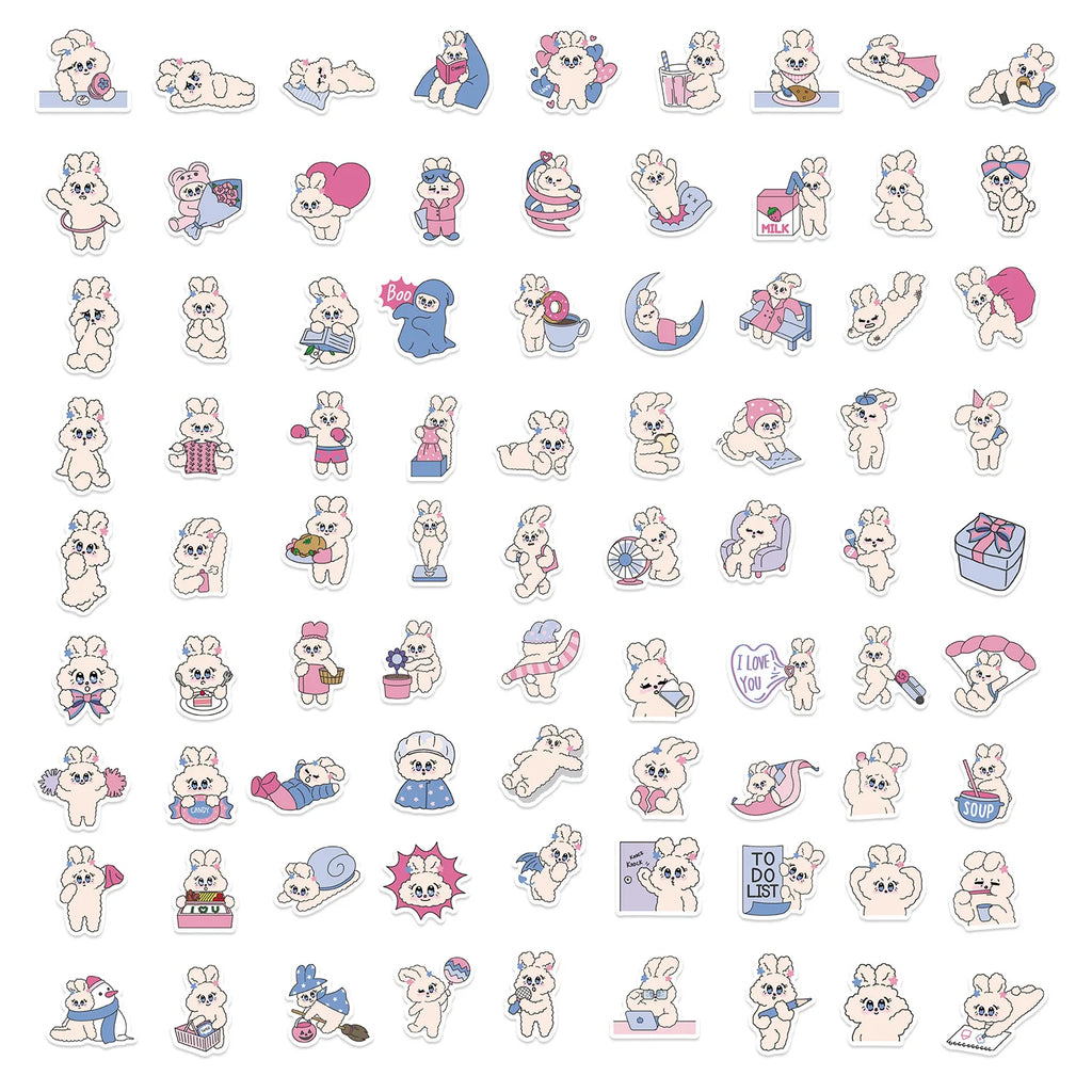 90/180PCS Cute Candy Rabbit Graffiti Stickers Guitar Notebook Luggage DIY Waterproof Stationery Pen Holder Stickers