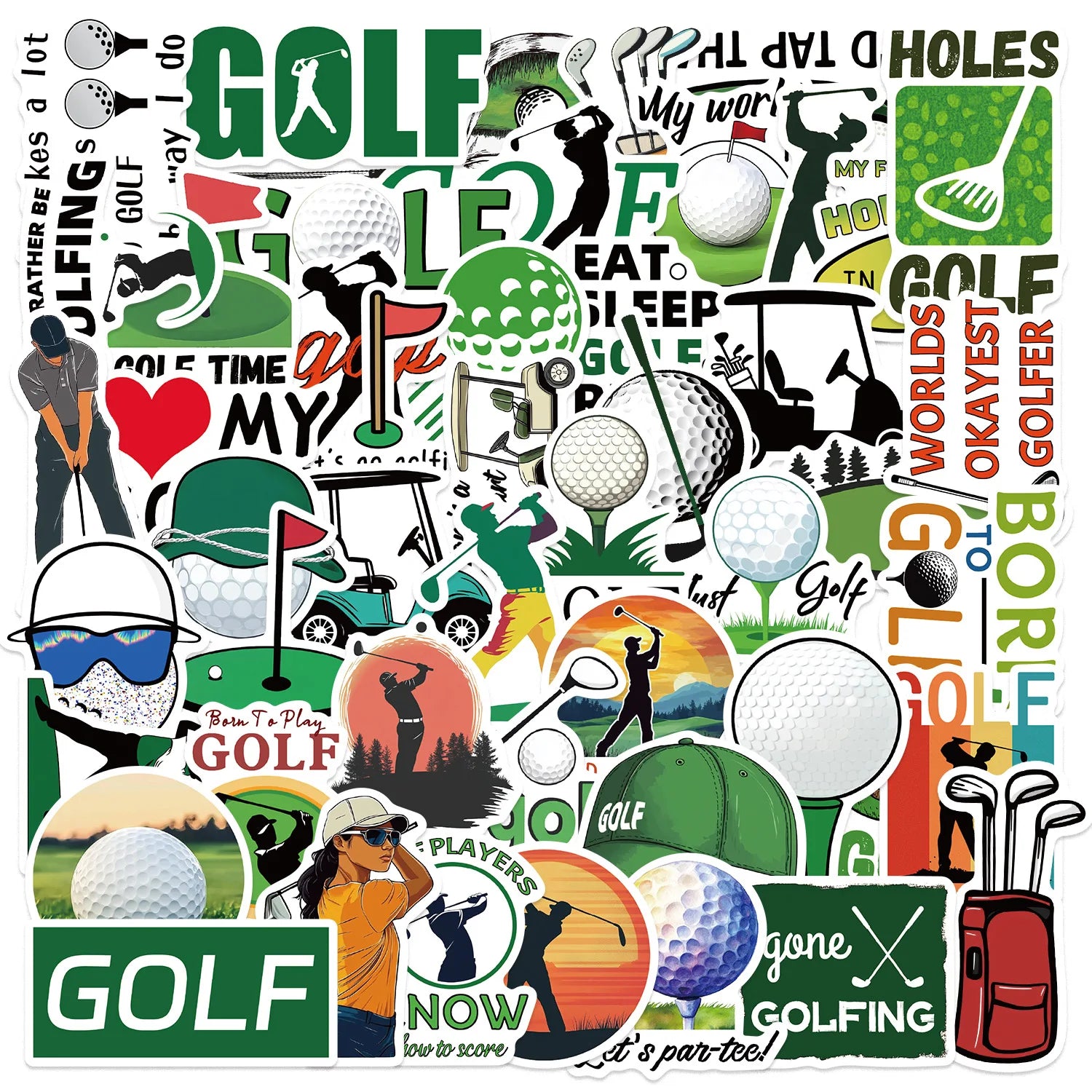 50PCS Cartoon Golf Graffiti Stickers Decor Guitar Notebook Luggage DIY Waterproof Stickers