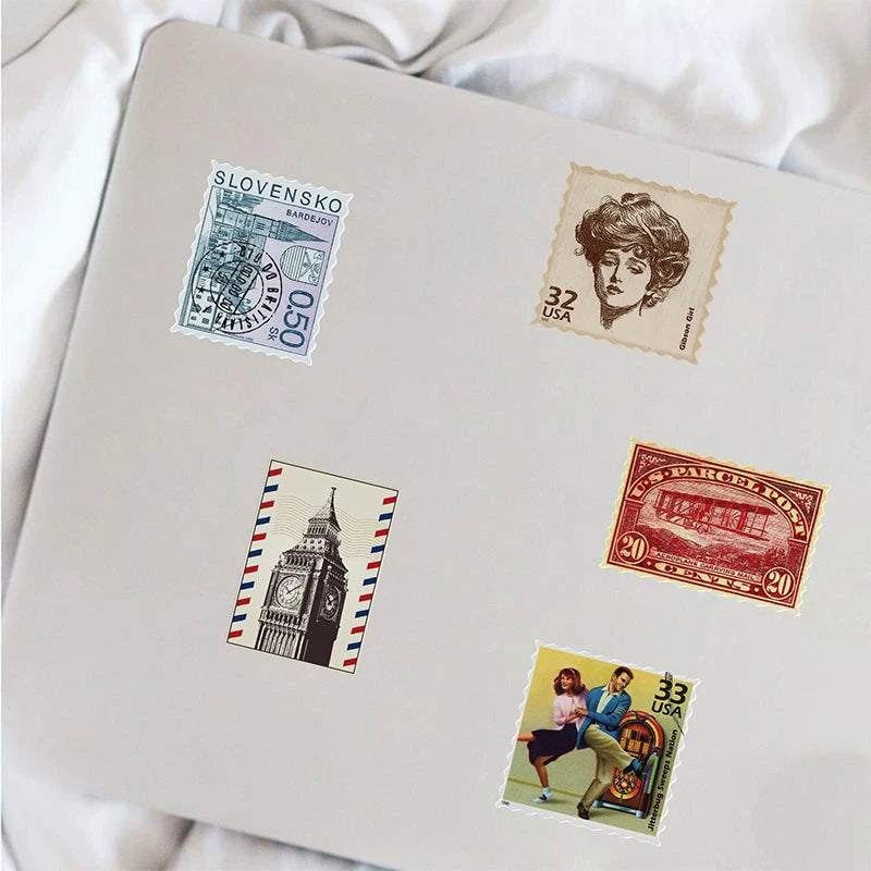 10/30/50PCS Vintage Travel Sticker Aesthetic Sketchbook for Kids PVC Decoration Scrapbooking Children's School Stationery Supply