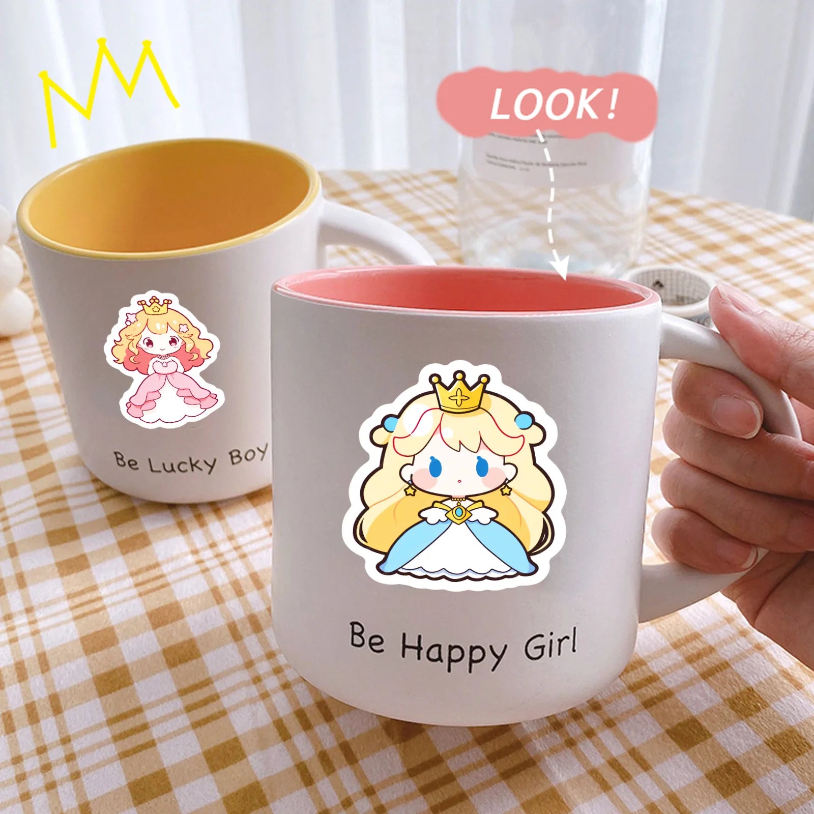 60/120 Pcs Cute Cartoon Princess Stickers for Notebook Cup Stationery Box Suitcase Fridge Desk File Holder Removable Waterproof