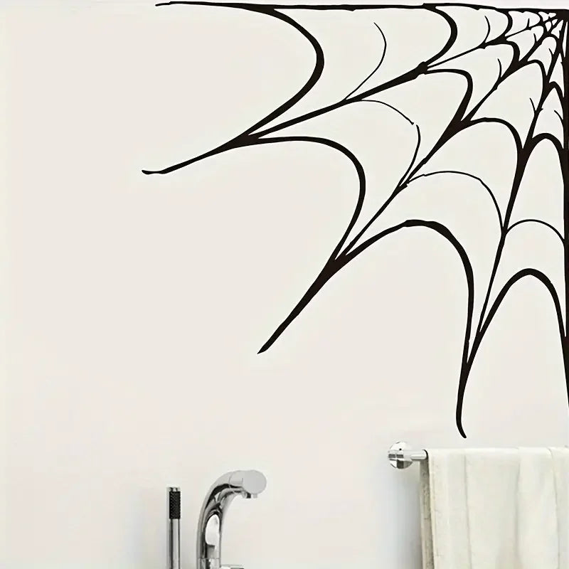 Classic Halloween Spider Web Wall Decal - Removable PVC Sticker, Static Cling, Perfect for Living Room, Bedroom, Entryway Decor,