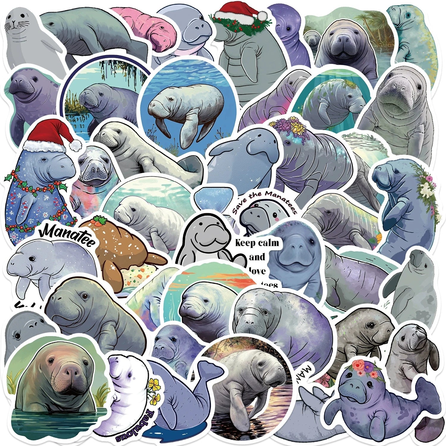 50/100PCS Cartoon Manatee Graffiti Stickers Guitar Notebook Luggage DIY Waterproof Reward Stationery Decoration Stickers