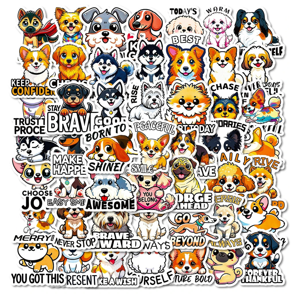 56/118PCS Cartoon Animal Dog/Food Text Stickers Cute and Fun Graffiti Notebook Stationery Decoration Stickers
