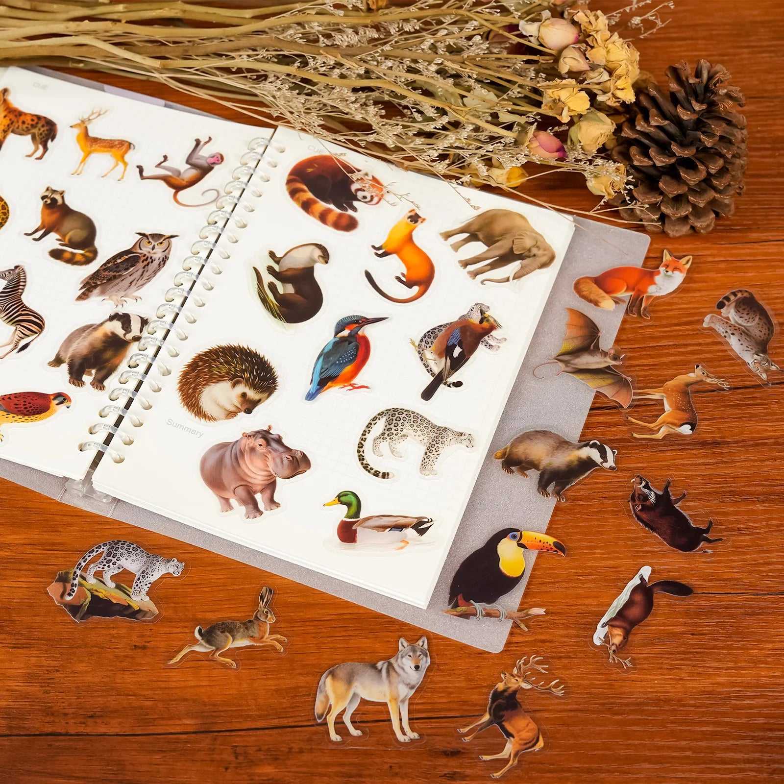 56/112PCS Various Realistic Forest Animal Stickers Transparent Pet DIY Handmade Learning Stationery Notebook Stickers