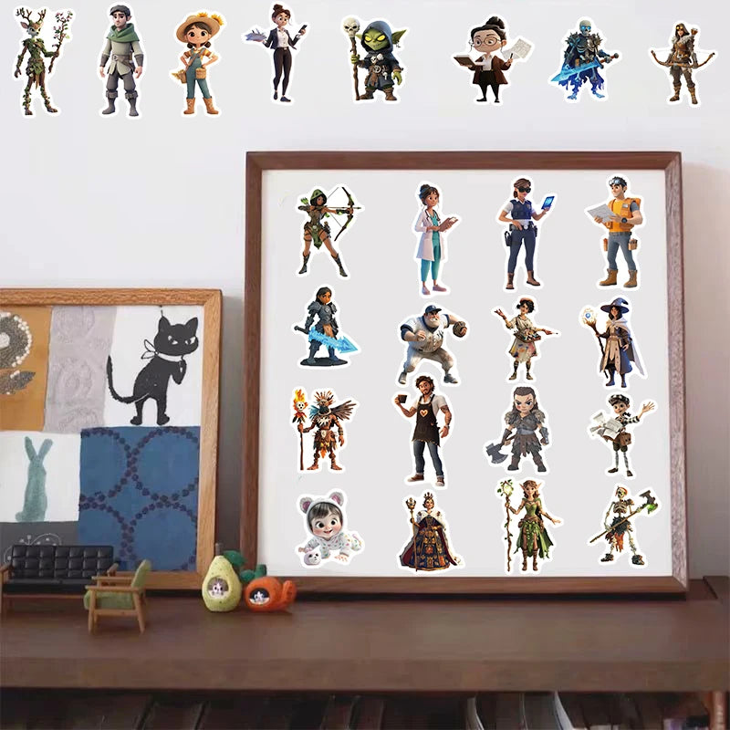 50PCS 3D Cartoon Fantasy Stickers Nostalgia Landscape Motorcycle Graffiti Skateboarding Art Living Room Cafe Painting Sticker ﻿