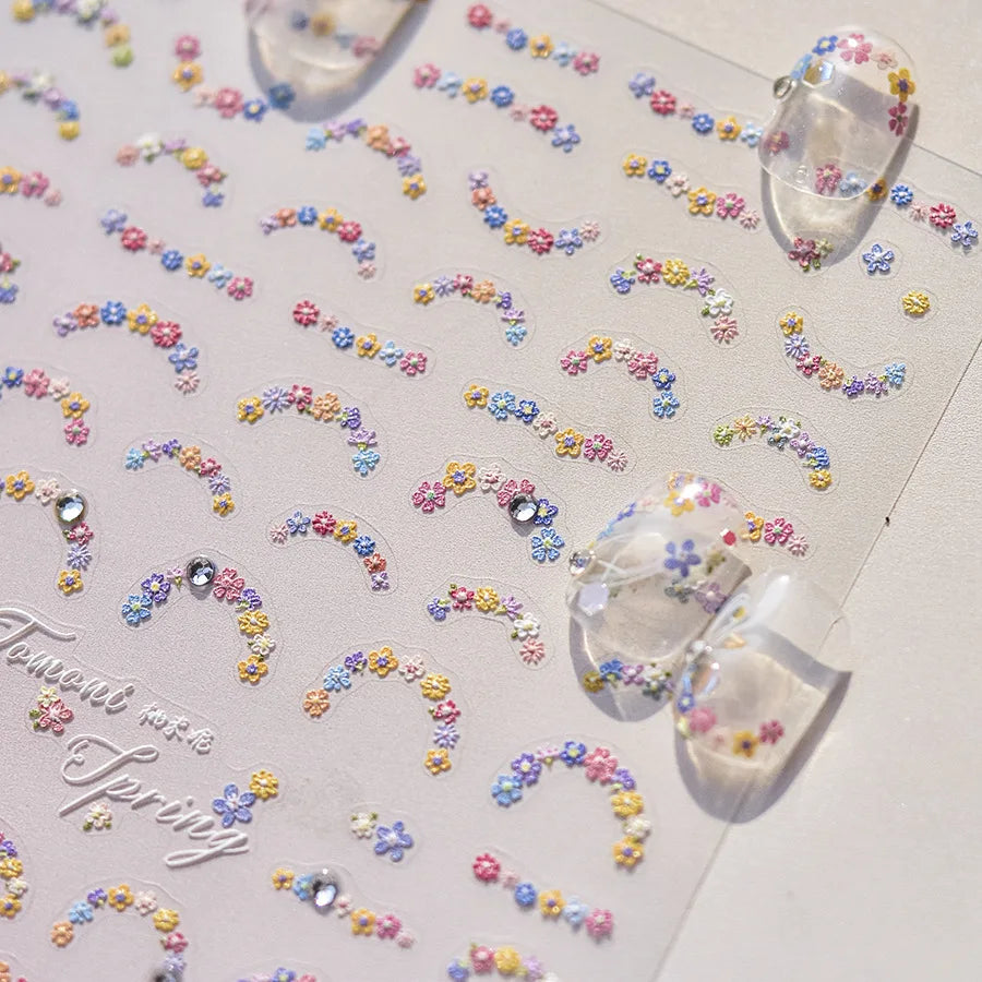 5D Diamond Colorful Flower Nail Art Stickers Elegant SelfAdhesive Flowers Nail Decorations Decals Japanese Nails Accessories DlY