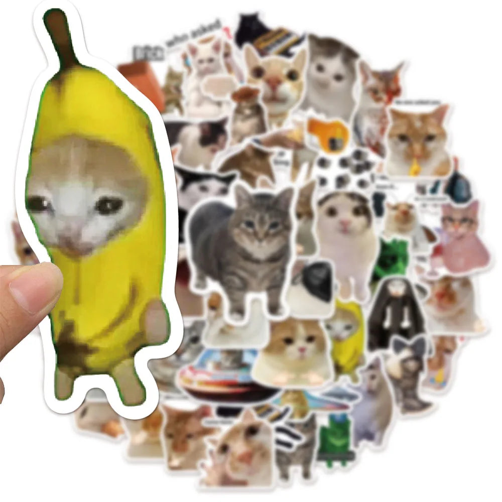 50PCS Creative Network Popular Cat Model Collection Handmade Account DIY Graffiti Manual Notebook Mobile Tablet Sticker Toy
