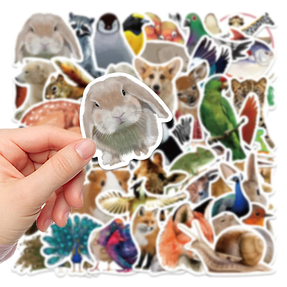 50/100pcs Jungle Zoo Wild Animal Stickers for Kids Boys Girl Baby Shower Wall Decal Notebook Water Bottle Luggage Laptop Phone