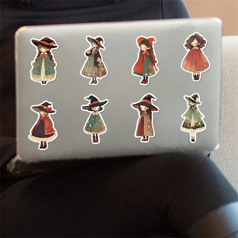10/30/50PCS Cartoon Q Witch PVC Sticker Aesthetic Children's Korean Decoration Scrapbooking Stationery School Supplies for Kids