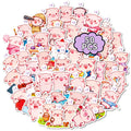 50/100PCS Cartoon Cute Pink Pig Pig Small Handle Decoration Graffiti Waterproof Stationery Notebook Stickers