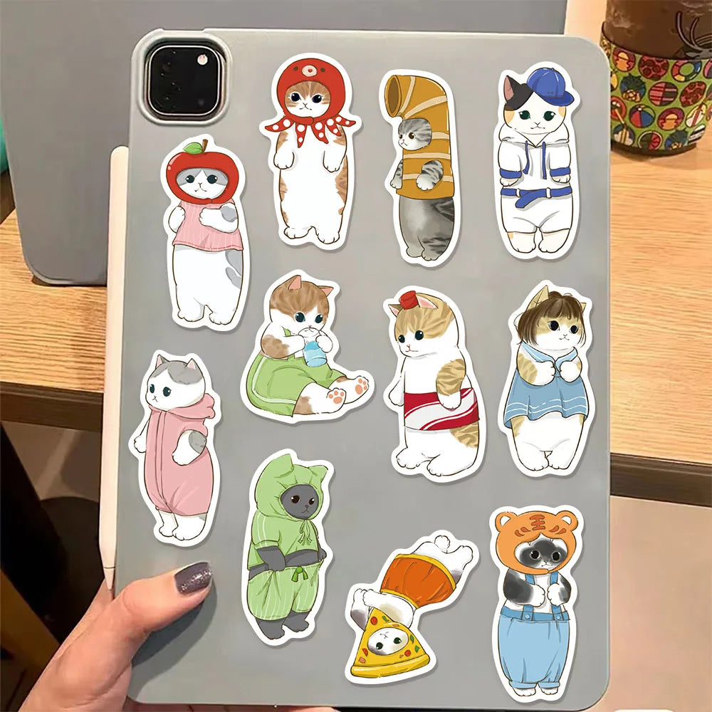 50PCS Creative Popular Clothing Headwear Cat Cute Cartoon Fun Stickers DIY Manual Account Phone Case Notebook Skateboard