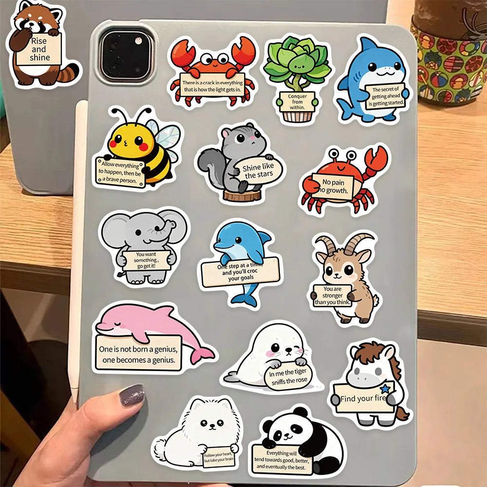 50PCS Funny Emotional Support Graffiti Stickers Fun Cartoon Animal DIY Manual Label Brochure Laptop Tablet Stickers