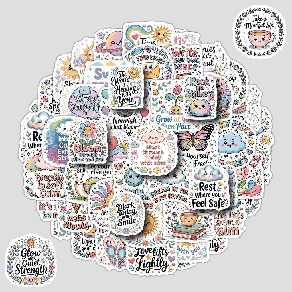 50/100PCS Cute English Phrase Graffiti Stickers Water Cup Phone Waterproof Decoration Stickers Creative Stickers
