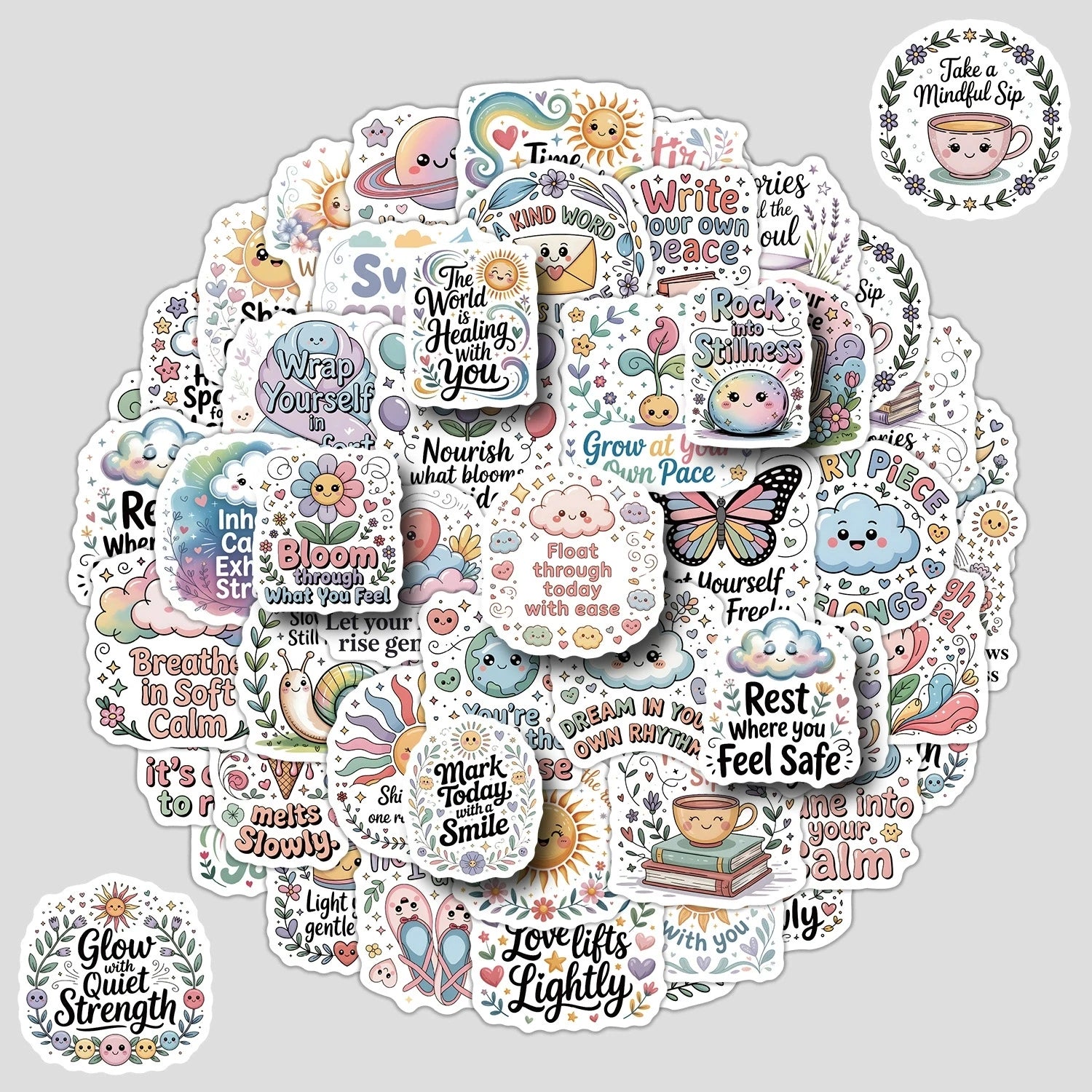 50/100PCS Cute English Phrase Graffiti Stickers Water Cup Phone Waterproof Decoration Stickers Creative Stickers