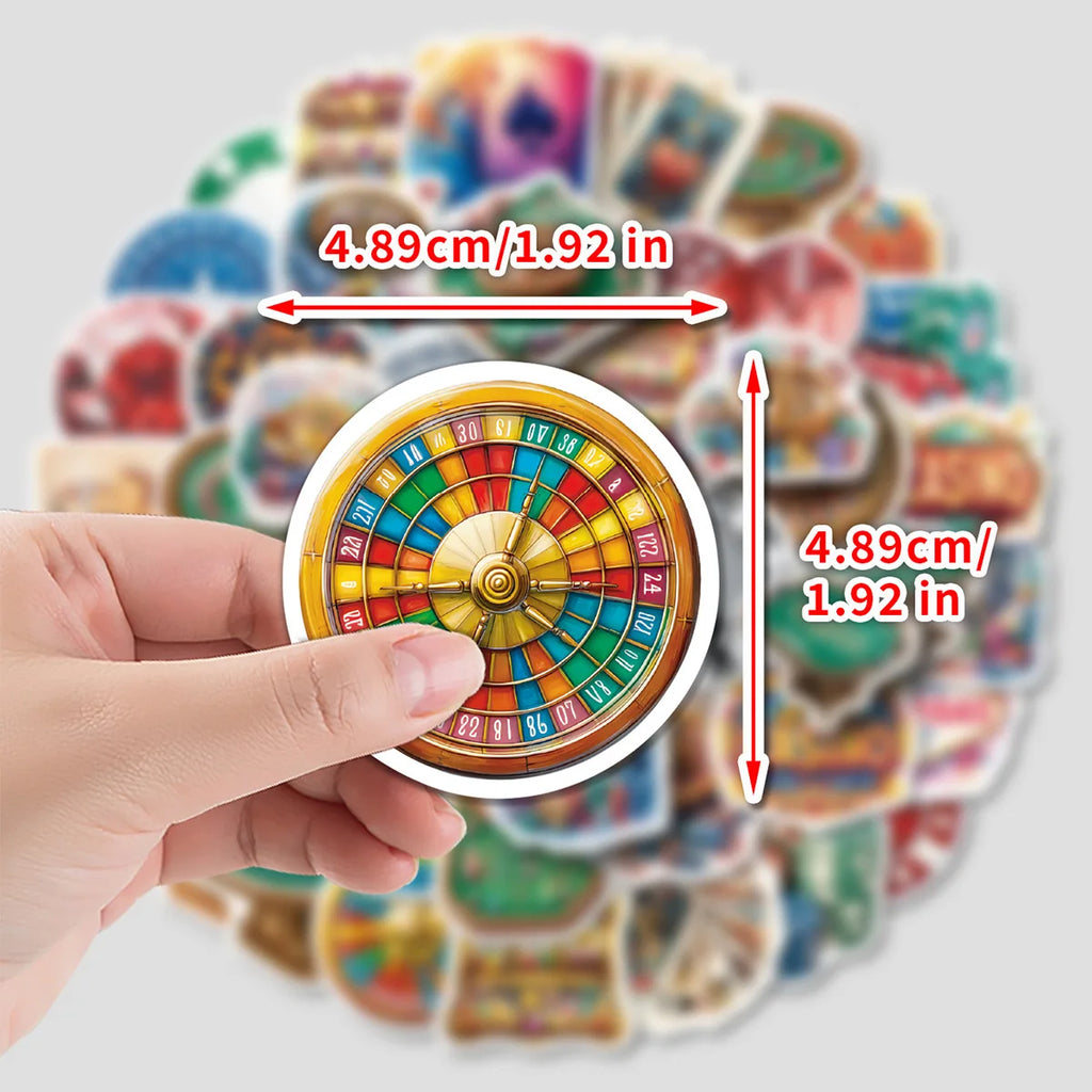 50/100 Pcs Cartoon Casino Props Colorful Doodle Stickers DIY Game for Laptop Phone Suitcase File Holder Removable Decals