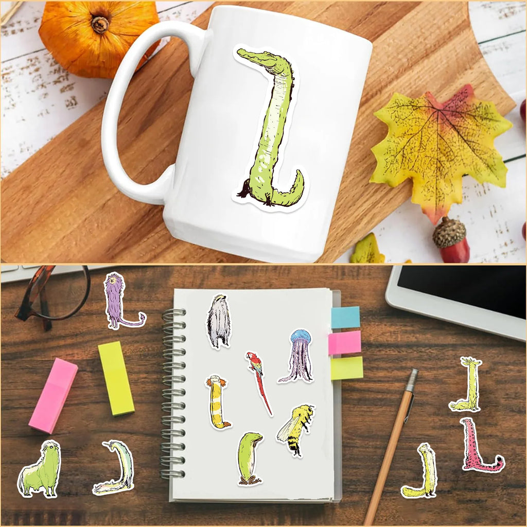 50PCS Cartoon Elongated Animal Creative Stickers DIY Decoration Guitar Stationary Notebook Luggage DIY Waterproof Stickers
