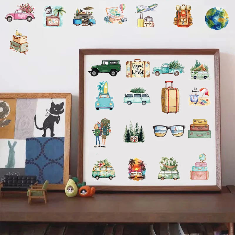 50PCS Minimalist Outdoor Travel Stickers Notebook Suitcase Phone Cartoon Coffee Laptop Luggage Bike Cool Waterproof Decal