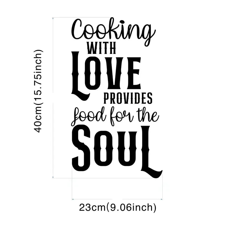 Contemporary "Cooking with Love" Vinyl Wall Decal - Matte Finish, Self-Adhesive Kitchen Art Sticker, Easy to Apply & Remove, Per