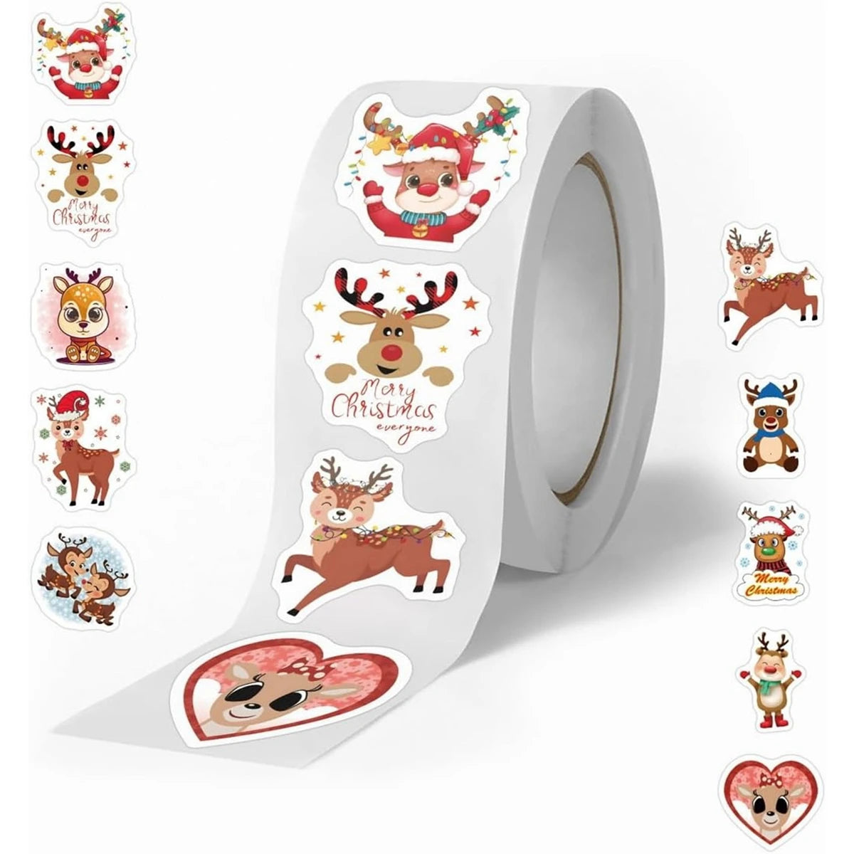 500pcs/roll Cartoon Christmas Theme Gift Tag Stickers Holiday Birthday Party Gift Decoration Praise Stickers Reward Stickers Lab