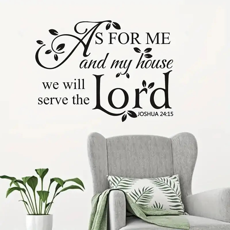 As For Me And My House We Will Serve The Lord , Bible Quotes Wall Decals Joshua Saying Home Lettering Vinyl Art Religious Quotes